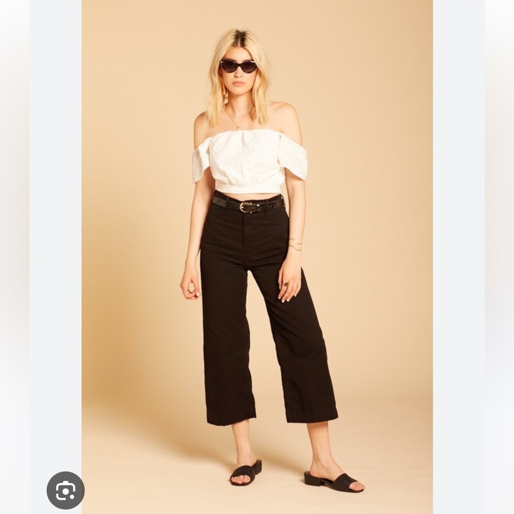 Free People Patti Wide Leg Cropped Pants - Black